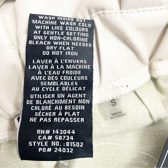 NWT Bagatelle Faux Leather Pants in Natural Cream Size Small Tie Waist Neutral - Picture 14 of 15